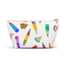 Load image into Gallery viewer, Pencil Art Accessory Pouch — Colorful Pencil Print T-Bottom Makeup Bag
