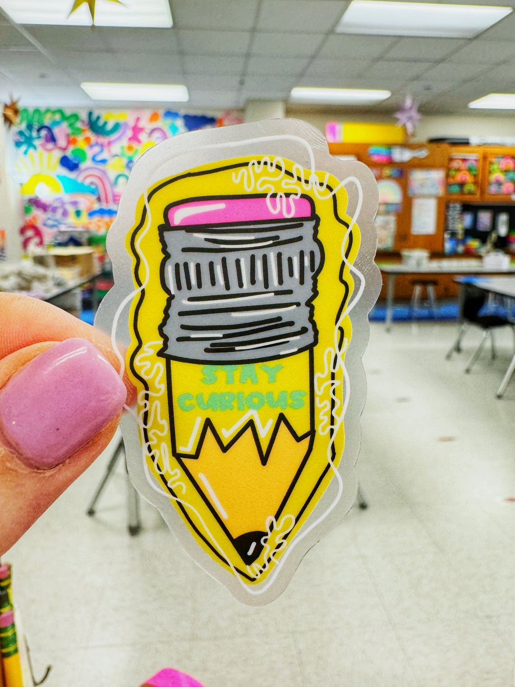 Stay Curious Pencil Sticker