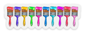 Rainbow Line of Paint Brushes