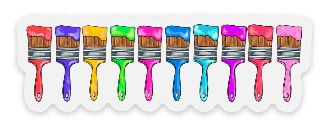 Rainbow Line of Paint Brushes