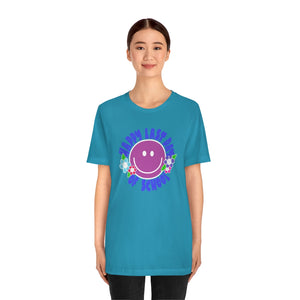 Happy Last Day of School Purple Smilie! Unisex Jersey Short Sleeve Tee