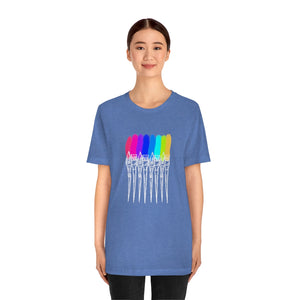 White Rainbow Brushes: Unisex Jersey Short Sleeve Tee