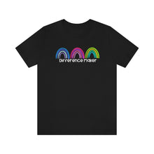 Load image into Gallery viewer, Difference Maker Watercolor Rainbow Unisex Jersey Short Sleeve Tee
