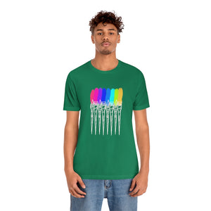 White Rainbow Brushes: Unisex Jersey Short Sleeve Tee