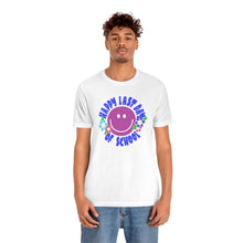 Load image into Gallery viewer, Happy Last Day of School Purple Smilie! Unisex Jersey Short Sleeve Tee
