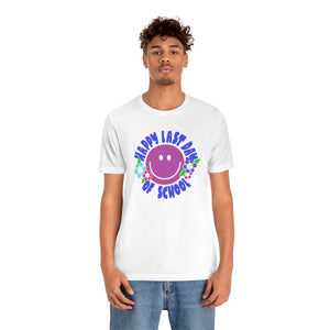 Happy Last Day of School Purple Smilie! Unisex Jersey Short Sleeve Tee