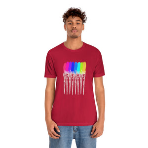 White Rainbow Brushes: Unisex Jersey Short Sleeve Tee