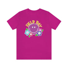 Load image into Gallery viewer, Field Day Smilie with Flowers! Unisex Jersey Short Sleeve Tee
