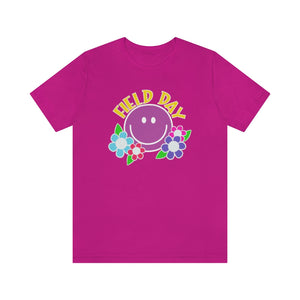 Field Day Smilie with Flowers! Unisex Jersey Short Sleeve Tee