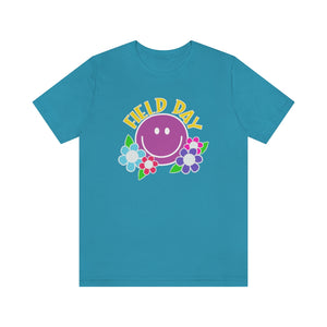 Field Day Smilie with Flowers! Unisex Jersey Short Sleeve Tee
