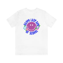 Load image into Gallery viewer, Happy Last Day of School Purple Smilie! Unisex Jersey Short Sleeve Tee
