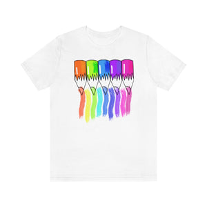 Rainbow Color Pencils: Unisex Jersey Short Sleeve Tee