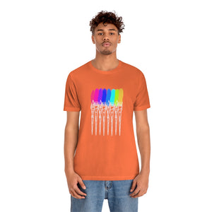 White Rainbow Brushes: Unisex Jersey Short Sleeve Tee
