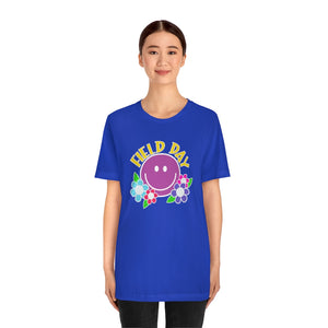 Field Day Smilie with Flowers! Unisex Jersey Short Sleeve Tee