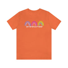 Load image into Gallery viewer, Difference Maker Watercolor Rainbow Unisex Jersey Short Sleeve Tee
