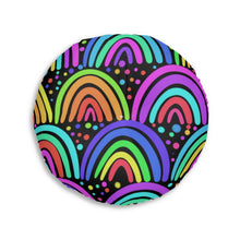 Load image into Gallery viewer, Black Rainbow Tufted Floor Pillow, Round
