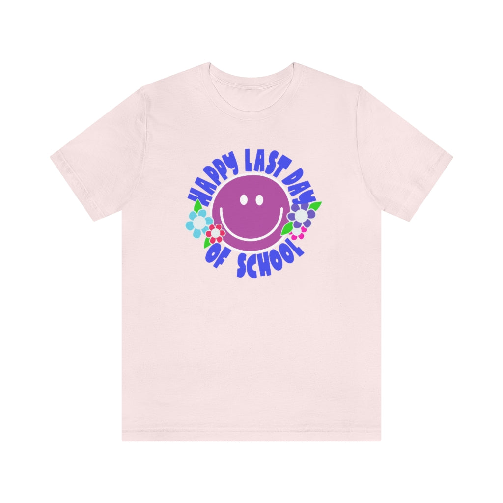 Happy Last Day of School Purple Smilie! Unisex Jersey Short Sleeve Tee