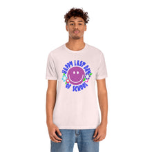 Load image into Gallery viewer, Happy Last Day of School Purple Smilie! Unisex Jersey Short Sleeve Tee
