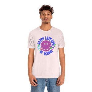 Happy Last Day of School Purple Smilie! Unisex Jersey Short Sleeve Tee