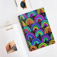 Load image into Gallery viewer, Black Neon Rainbows Spiral Notebook - Ruled Line
