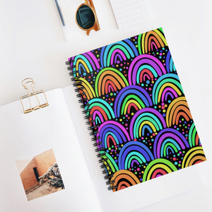 Black Neon Rainbows Spiral Notebook - Ruled Line