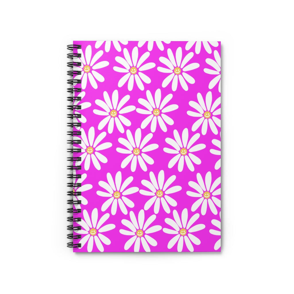 Pink Daisies Spiral Notebook - Ruled Line