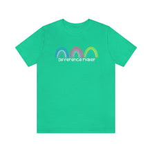Load image into Gallery viewer, Difference Maker Watercolor Rainbow Unisex Jersey Short Sleeve Tee
