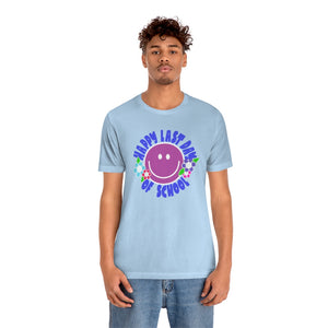 Happy Last Day of School Purple Smilie! Unisex Jersey Short Sleeve Tee