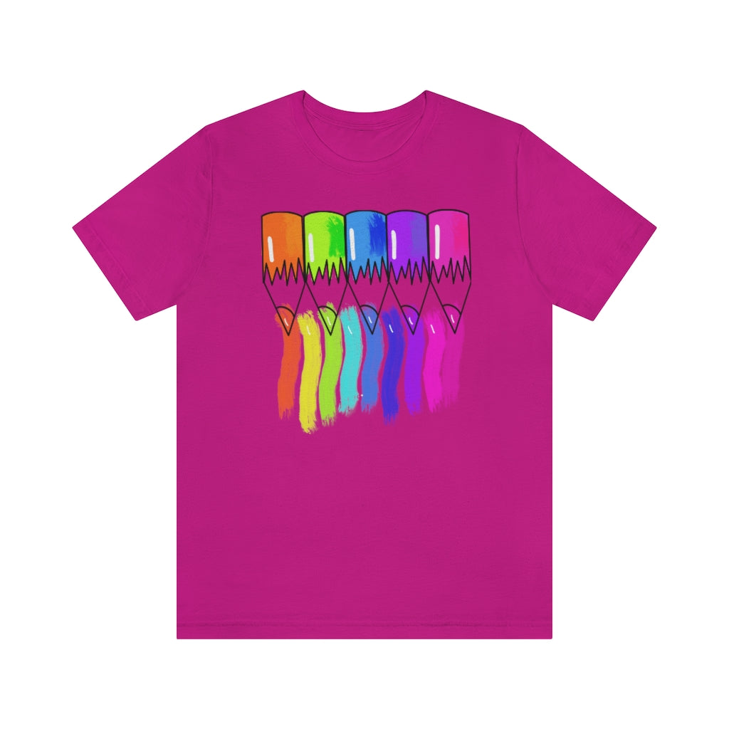 Rainbow Color Pencils: Unisex Jersey Short Sleeve Tee
