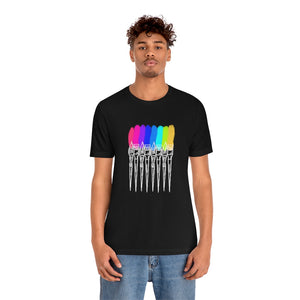 White Rainbow Brushes: Unisex Jersey Short Sleeve Tee