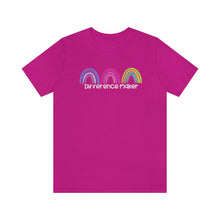 Load image into Gallery viewer, Difference Maker Watercolor Rainbow Unisex Jersey Short Sleeve Tee
