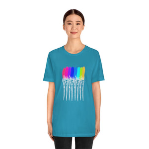 White Rainbow Brushes: Unisex Jersey Short Sleeve Tee