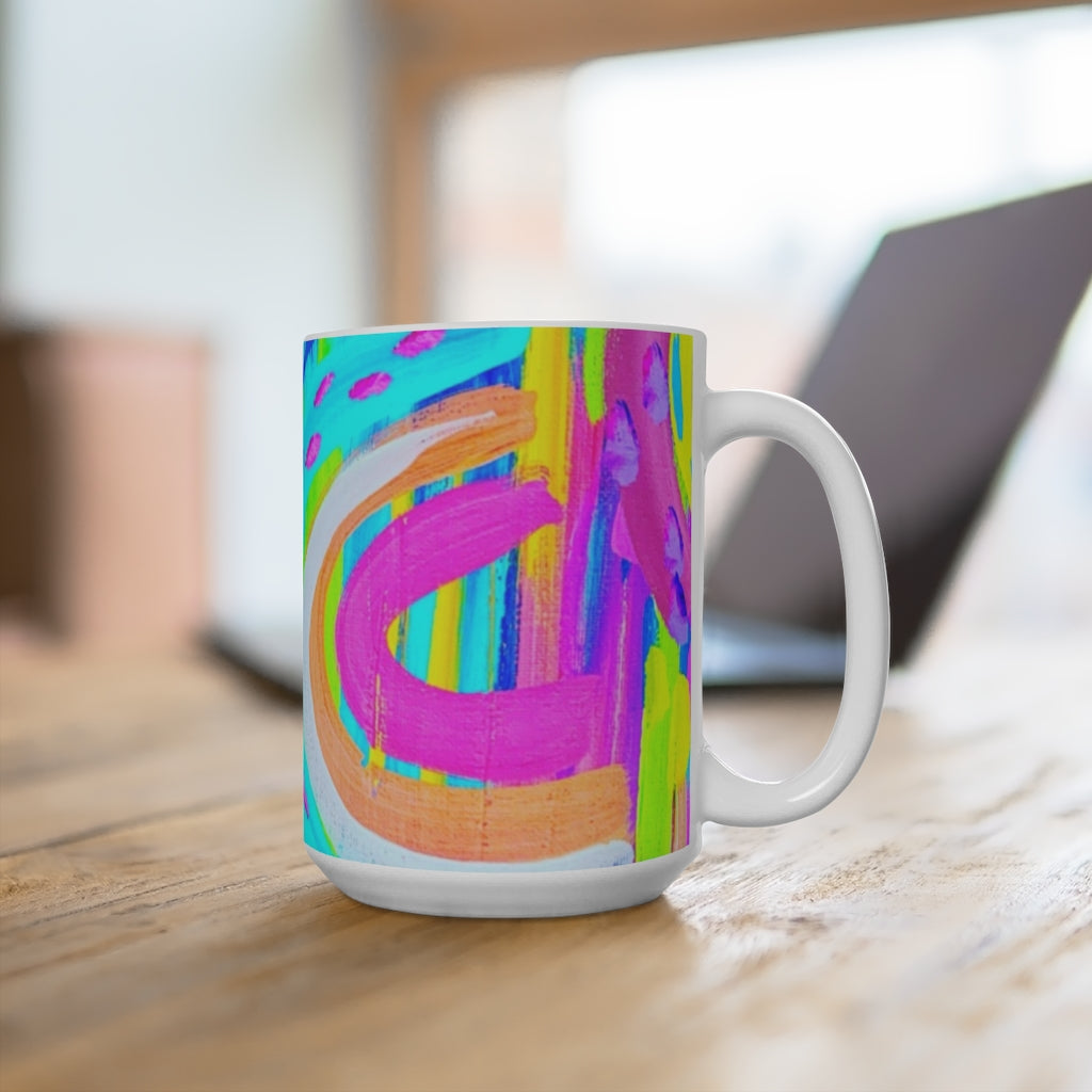 Blue Painted Rainbow Mug 15oz