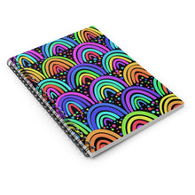 Load image into Gallery viewer, Black Neon Rainbows Spiral Notebook - Ruled Line
