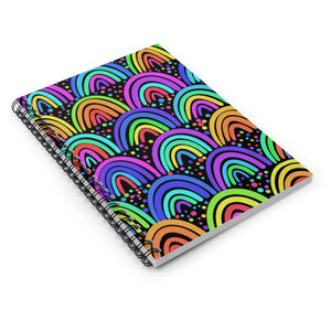 Black Neon Rainbows Spiral Notebook - Ruled Line