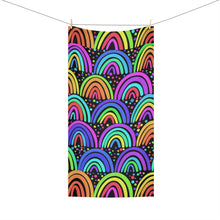 Load image into Gallery viewer, Black Rainbow Standard Beach Towel, 30x60
