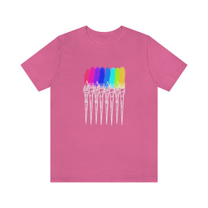 White Rainbow Brushes: Unisex Jersey Short Sleeve Tee