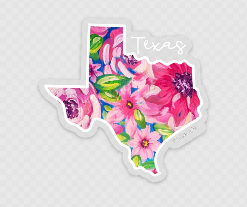 TEXAS Floral State Sticker Clear