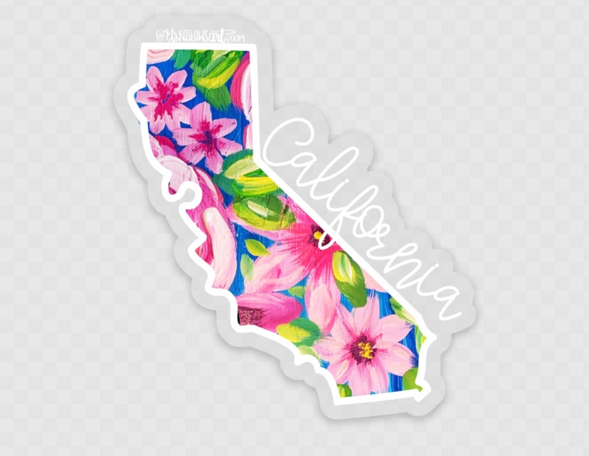 Cali Floral State Sticker