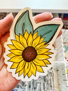 Single Sunflower with Leaf