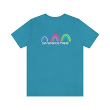 Load image into Gallery viewer, Difference Maker Watercolor Rainbow Unisex Jersey Short Sleeve Tee
