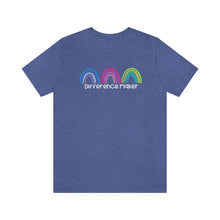 Load image into Gallery viewer, Difference Maker Watercolor Rainbow Unisex Jersey Short Sleeve Tee
