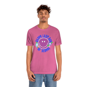 Happy Last Day of School Purple Smilie! Unisex Jersey Short Sleeve Tee