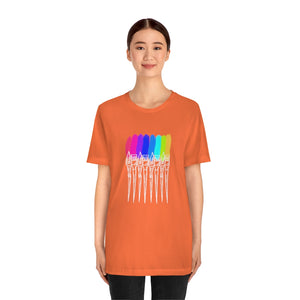 White Rainbow Brushes: Unisex Jersey Short Sleeve Tee