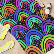 Load image into Gallery viewer, Black Rainbow Standard Beach Towel, 30x60
