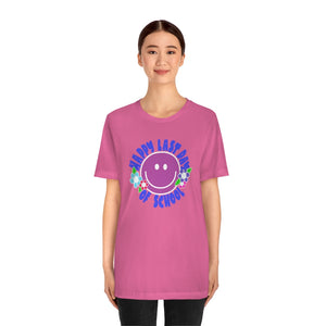 Happy Last Day of School Purple Smilie! Unisex Jersey Short Sleeve Tee