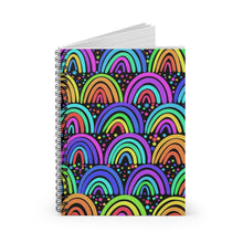 Load image into Gallery viewer, Black Neon Rainbows Spiral Notebook - Ruled Line
