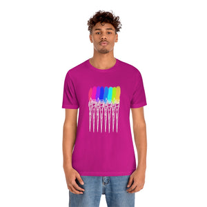 White Rainbow Brushes: Unisex Jersey Short Sleeve Tee
