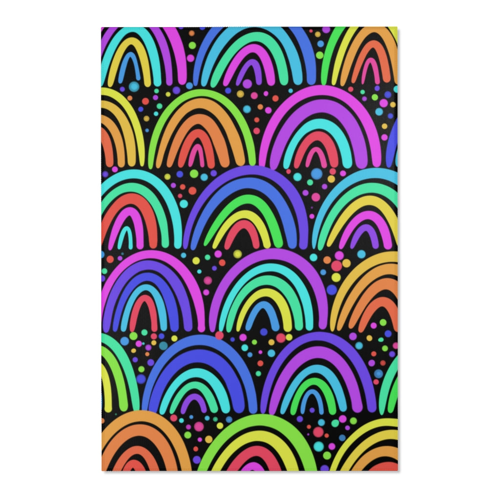 Black Rainbows Area Rugs