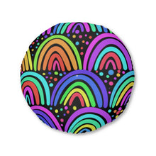Load image into Gallery viewer, Black Rainbow Tufted Floor Pillow, Round
